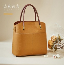 Genuine Leather Bucket Bag